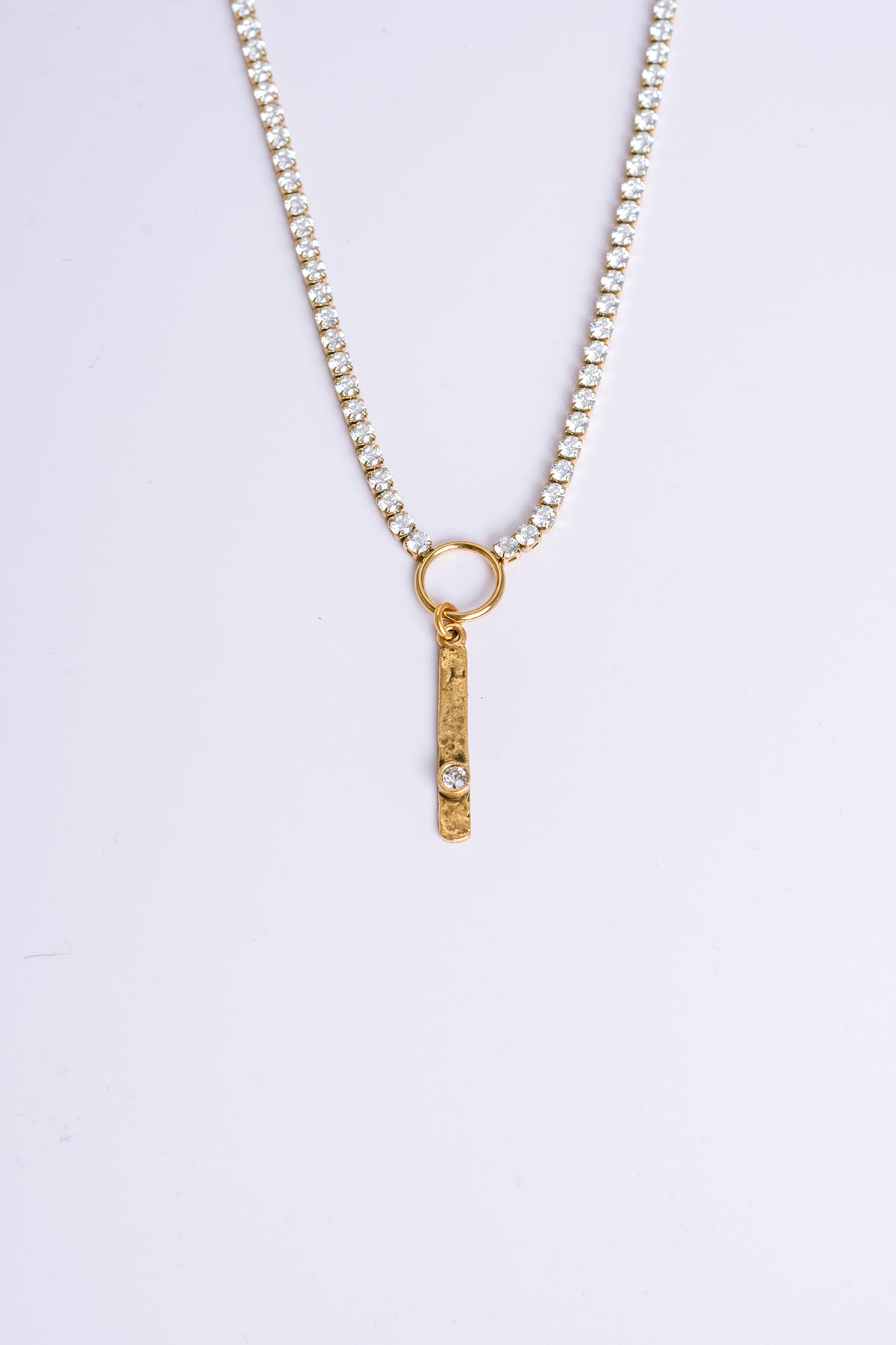 Gold Bar Rhinestone Necklace