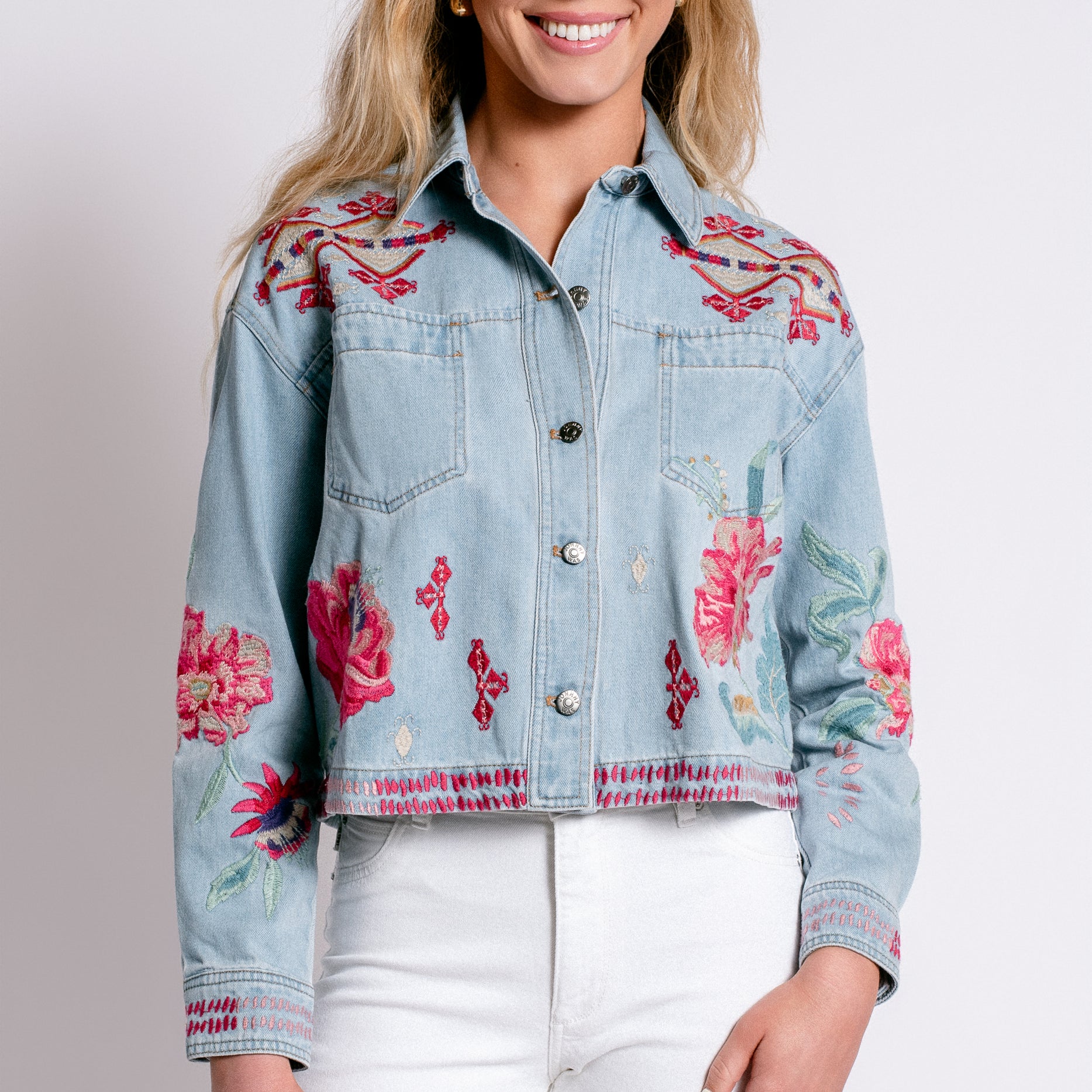 Johnny Was Talulla Cropped Denim Jacket