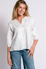 Johnny Was Camille Split Neck Linen Blouse