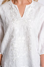 Johnny Was Camille Split Neck Linen Blouse