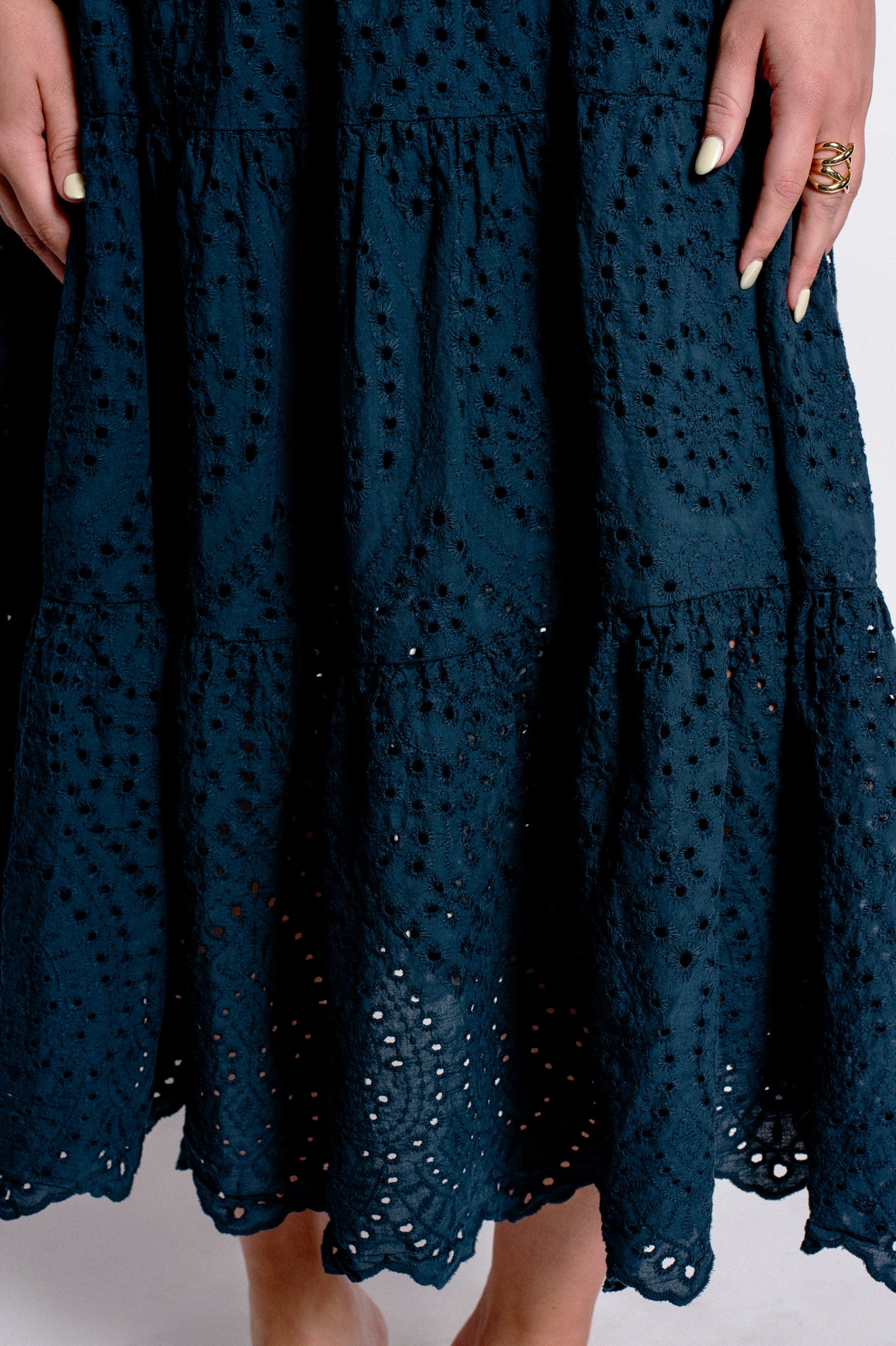 Milio Milano Strapless Eyelet Tiered Dress