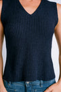 Milio Milano Ribbed V-Neck Sleeveless Knit Top