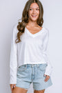 Michael Stars Brea Cropped V Neck Long Sleeve