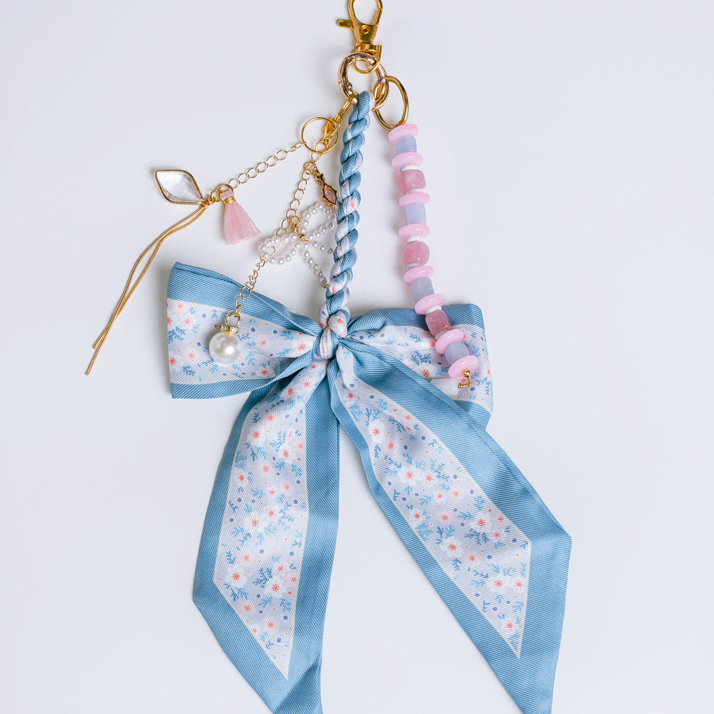 Sherwood Bridge Diamonds Baby Blue & Pink Bow Bag Charm