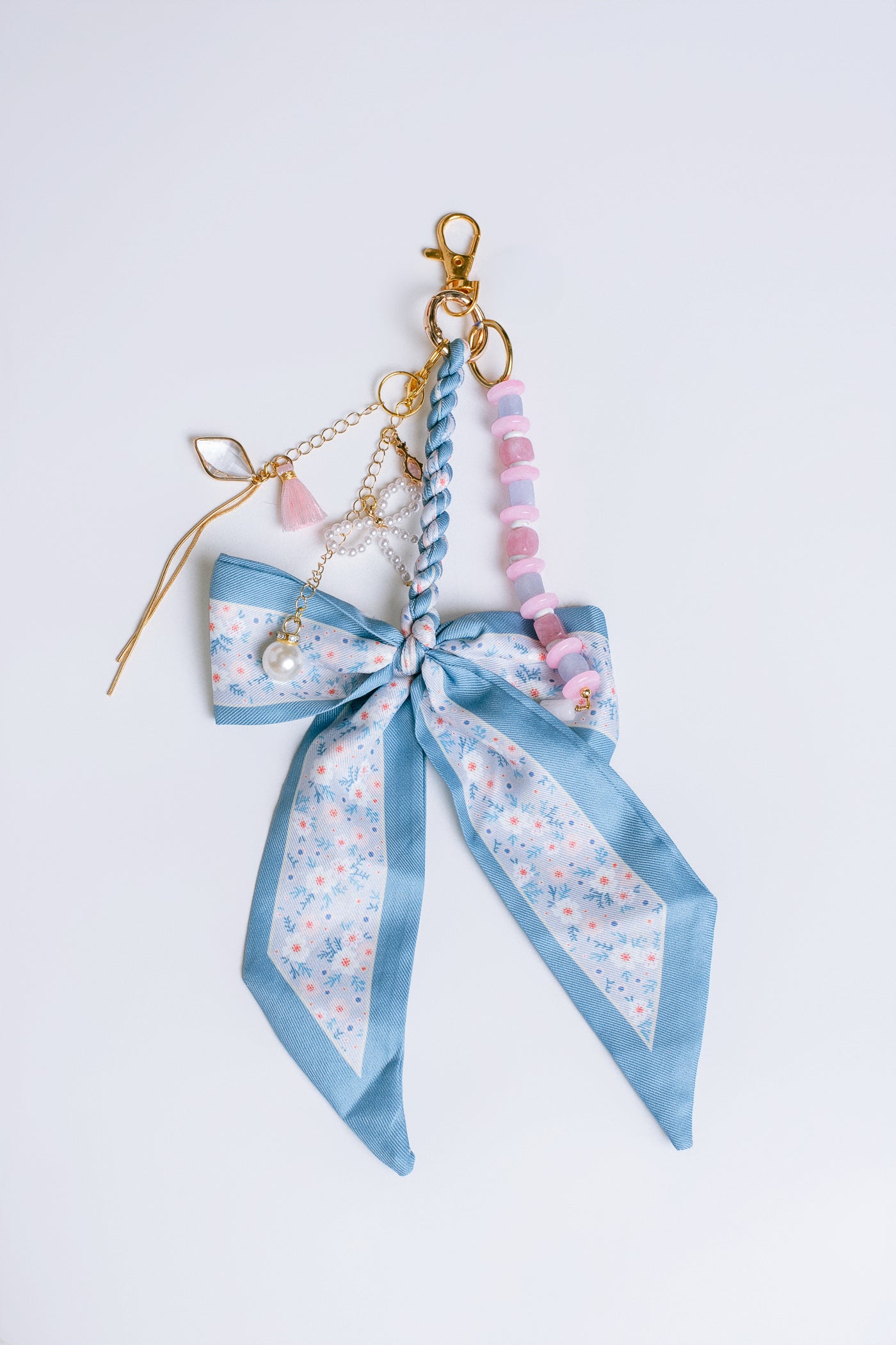 Sherwood Bridge Diamonds Baby Blue & Pink Bow Bag Charm