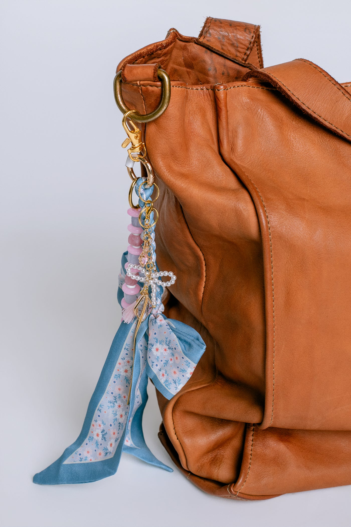 Sherwood Bridge Diamonds Baby Blue & Pink Bow Bag Charm