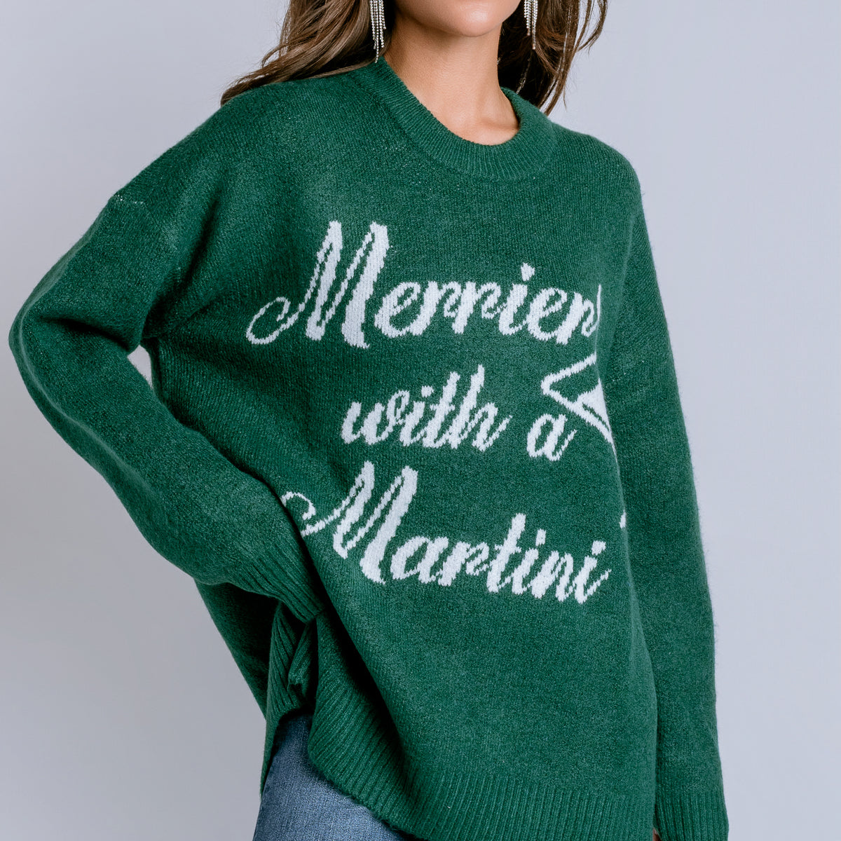 Merrier With a Martini Crewneck Sweater