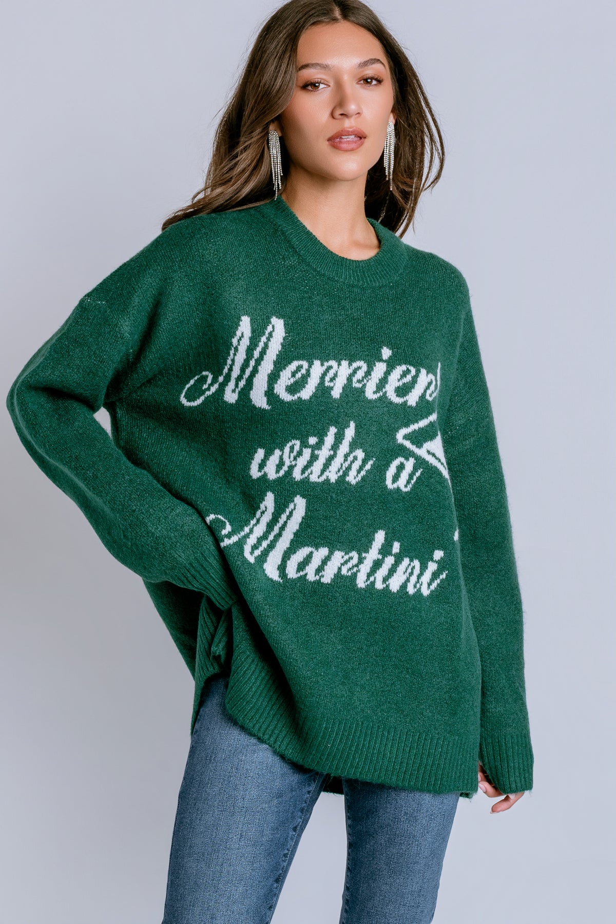 Merrier With a Martini Crewneck Sweater