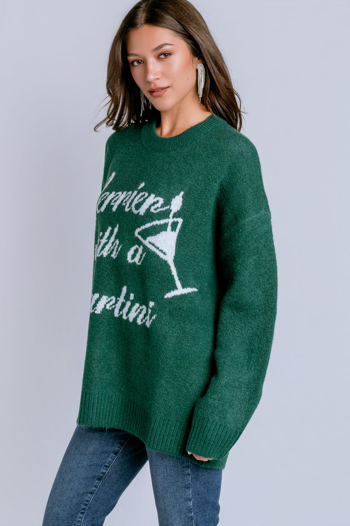 Merrier With a Martini Crewneck Sweater