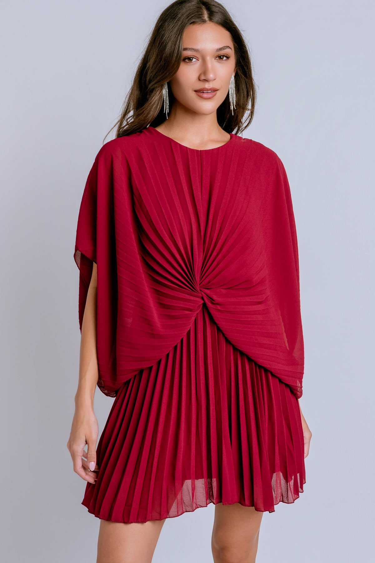 Pleated Front Twist Dress