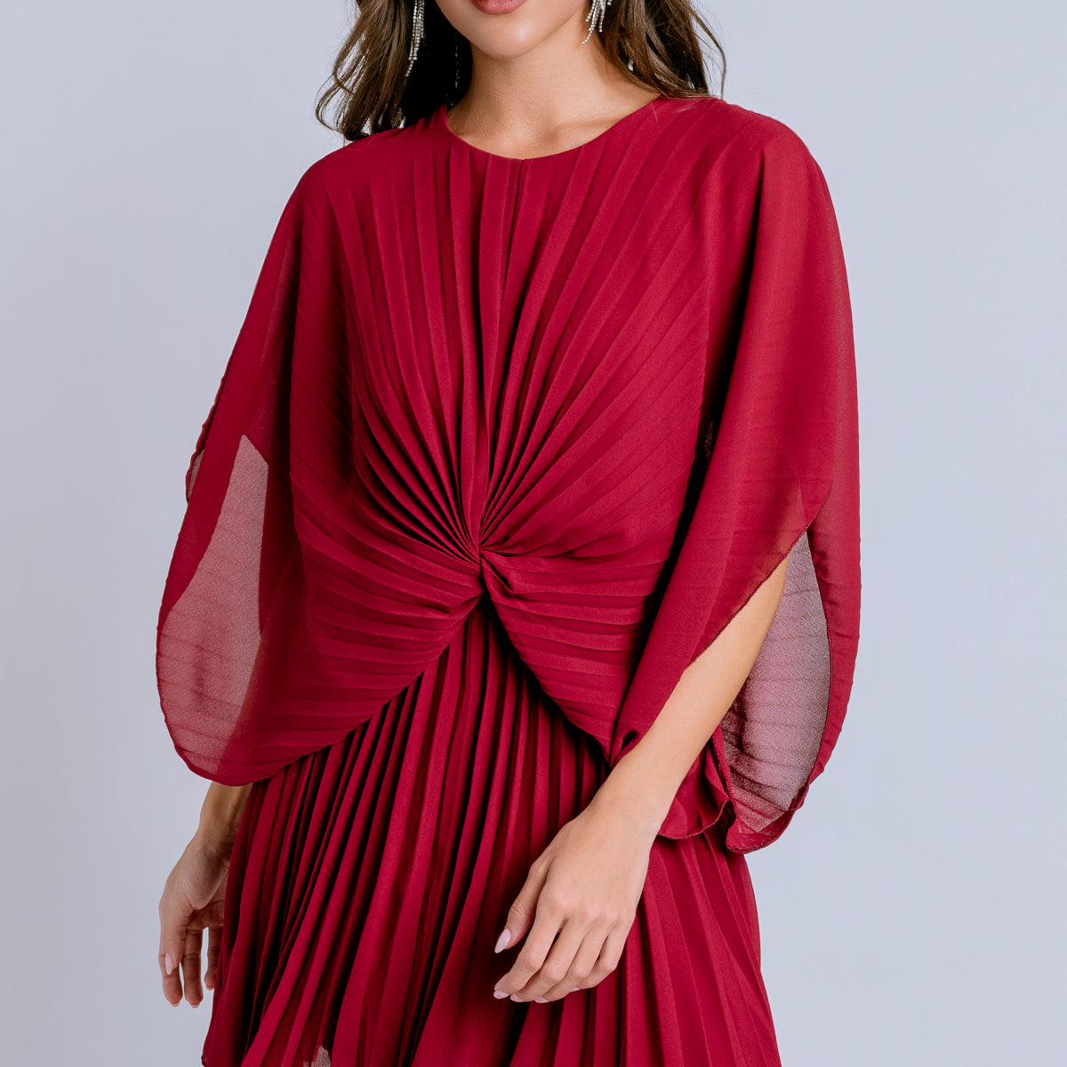 Pleated Front Twist Dress
