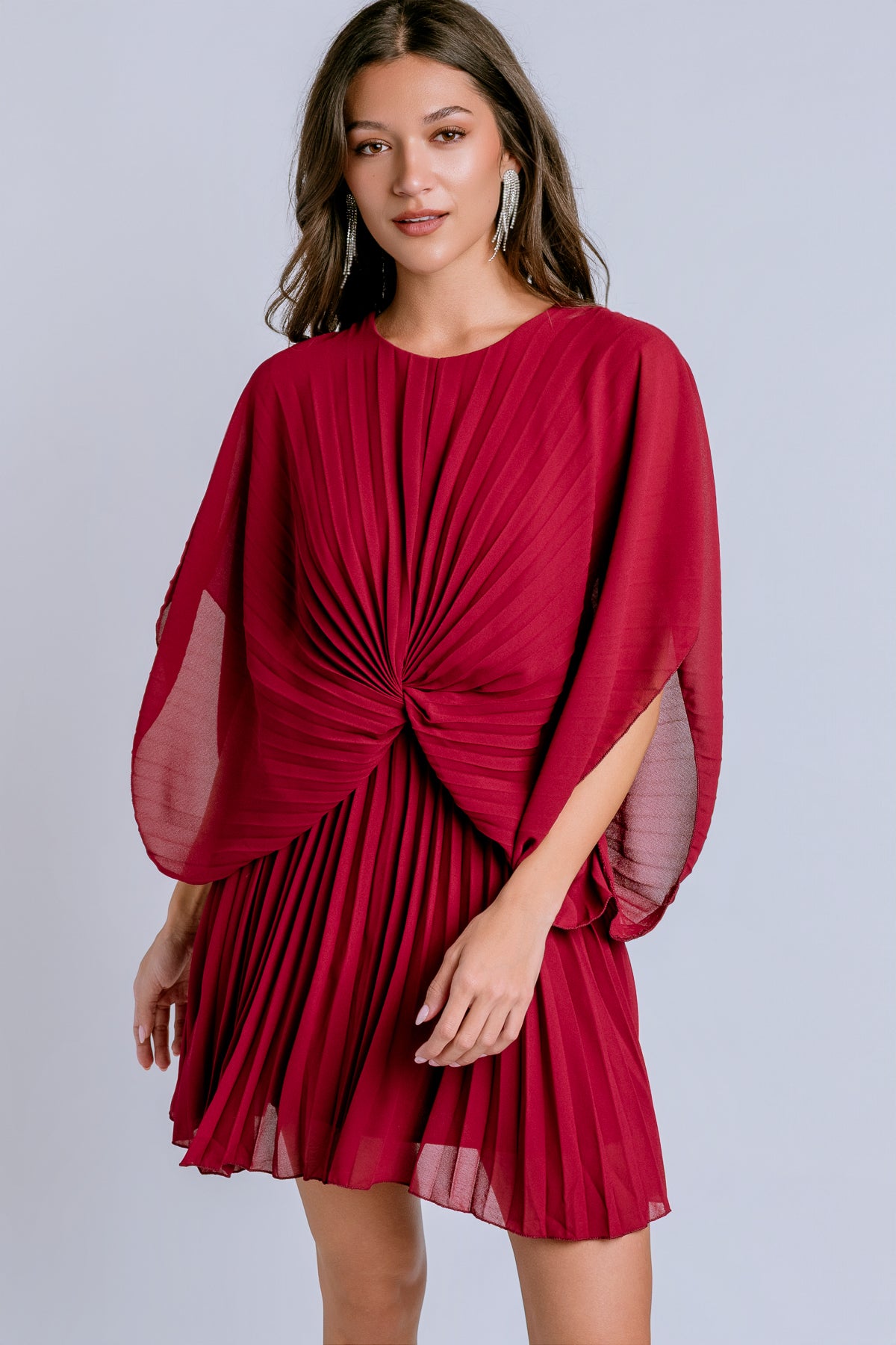 Pleated Front Twist Dress