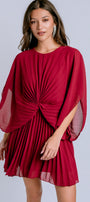 Pleated Front Twist Dress