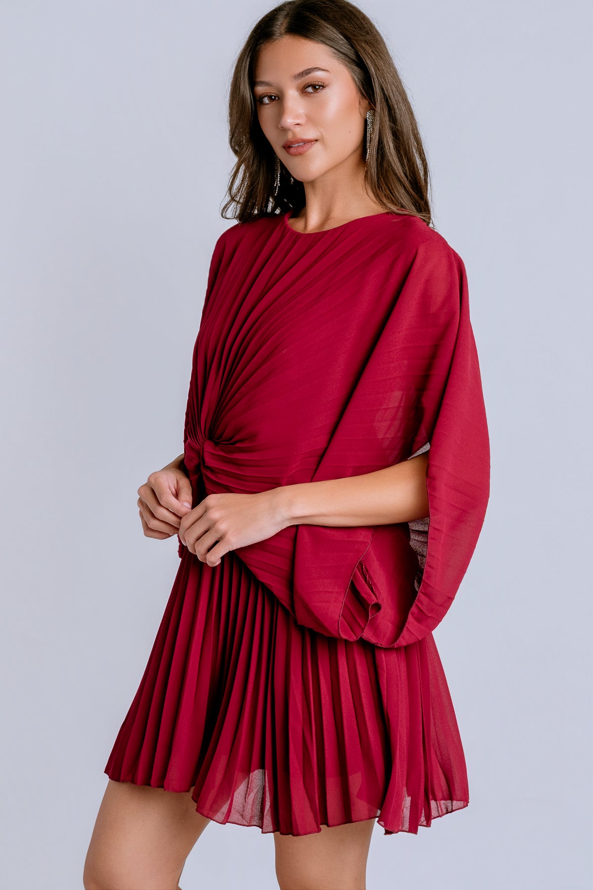 Pleated Front Twist Dress