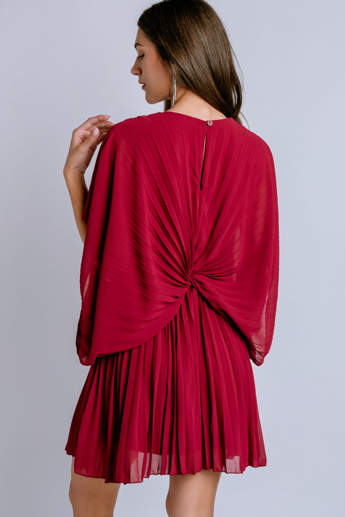 Pleated Front Twist Dress