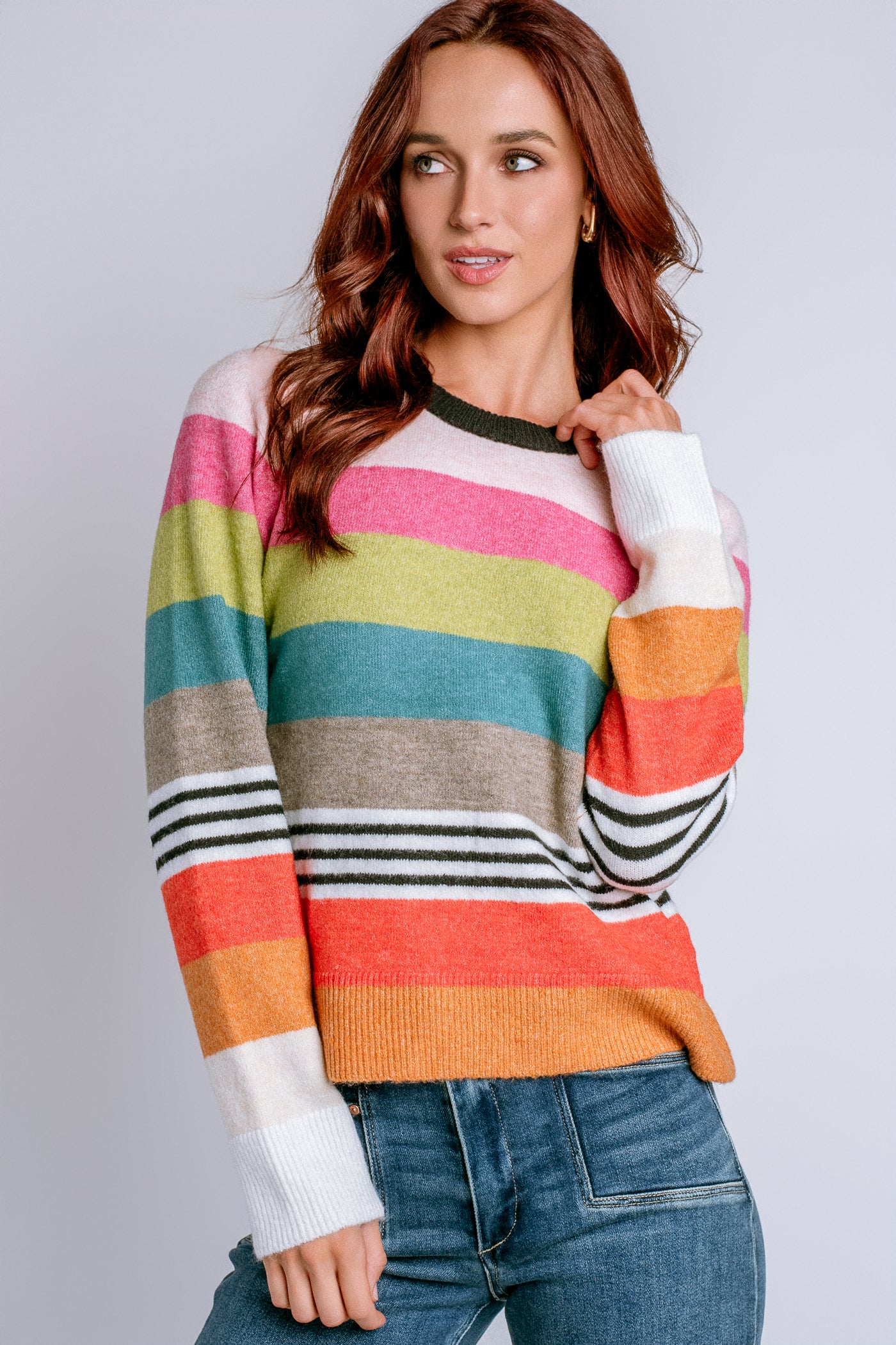 Michael Stars Irene Stripe Crew Neck Pullover