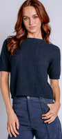 Milio Milano Chevron Short Sleeve Knit Top