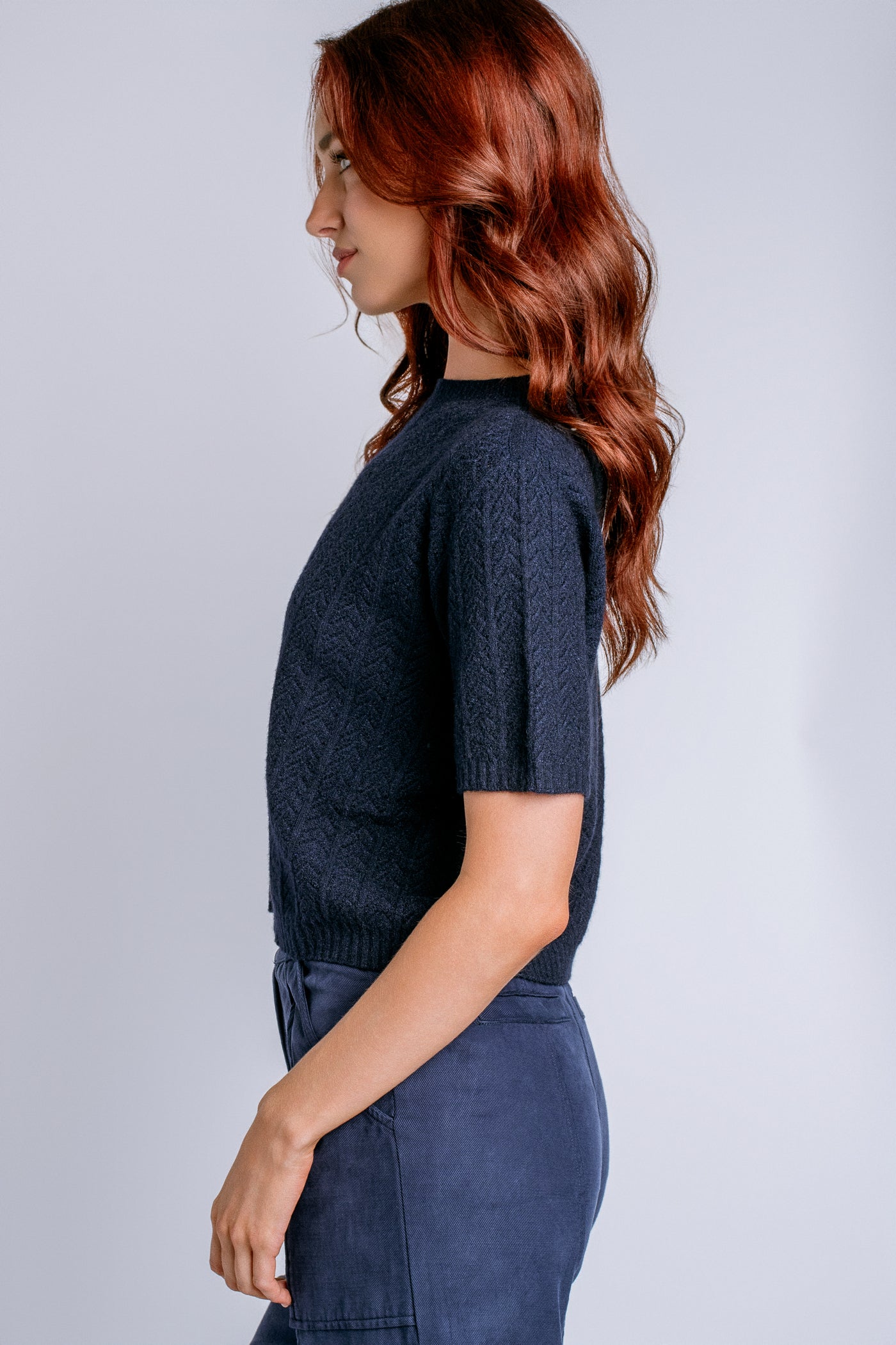 Milio Milano Chevron Short Sleeve Knit Top