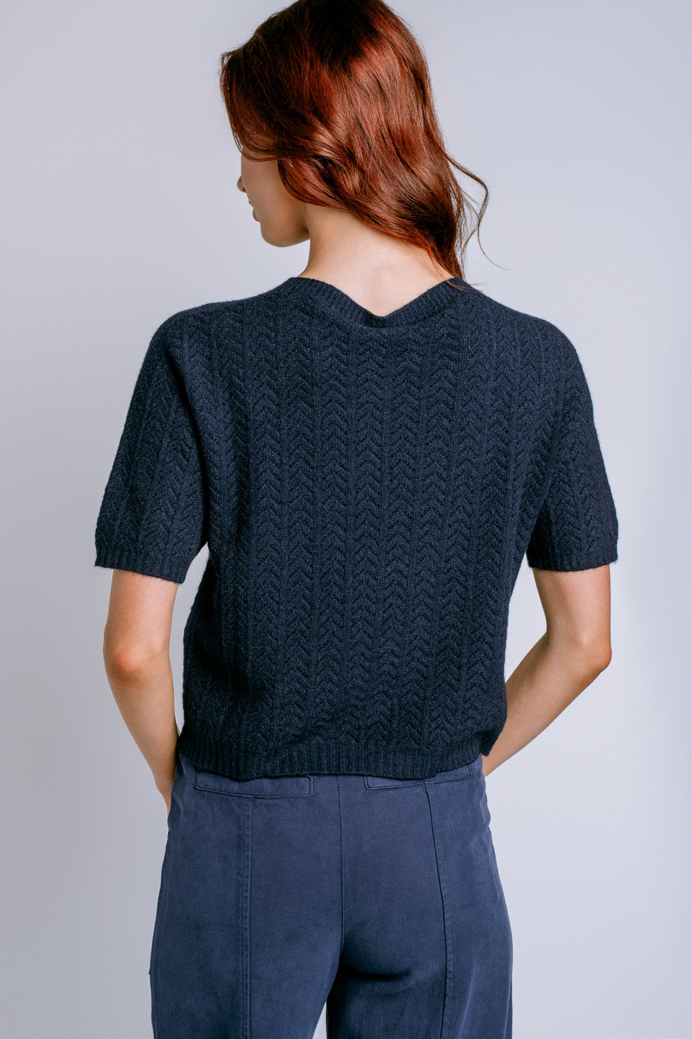 Milio Milano Chevron Short Sleeve Knit Top