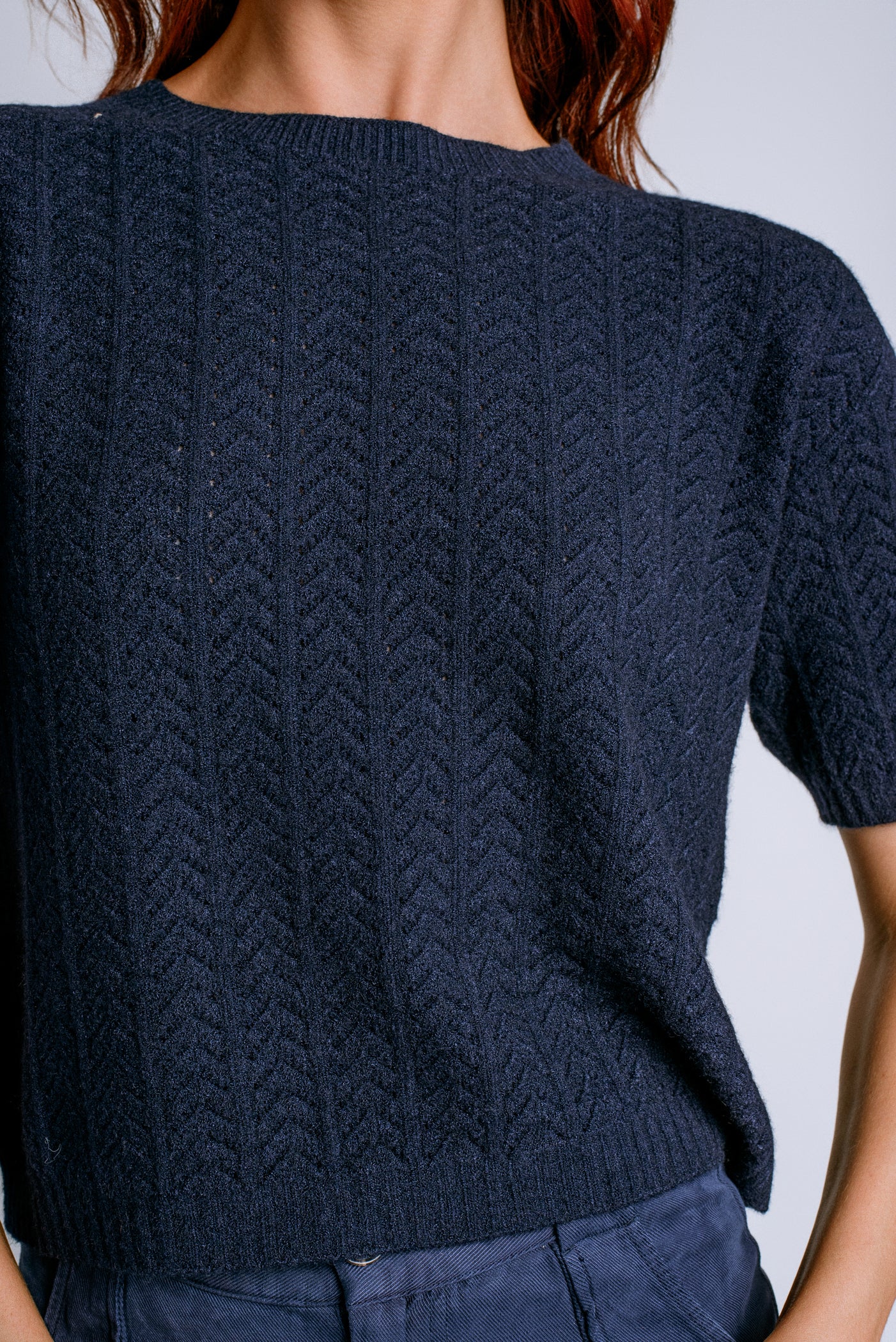 Milio Milano Chevron Short Sleeve Knit Top