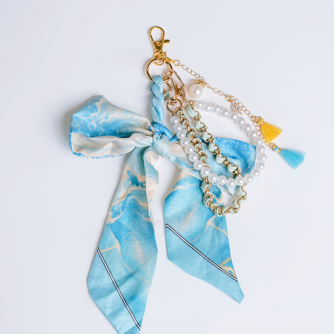 Sherwood Bridge Diamonds Blue & Yellow Bow Bag Charm