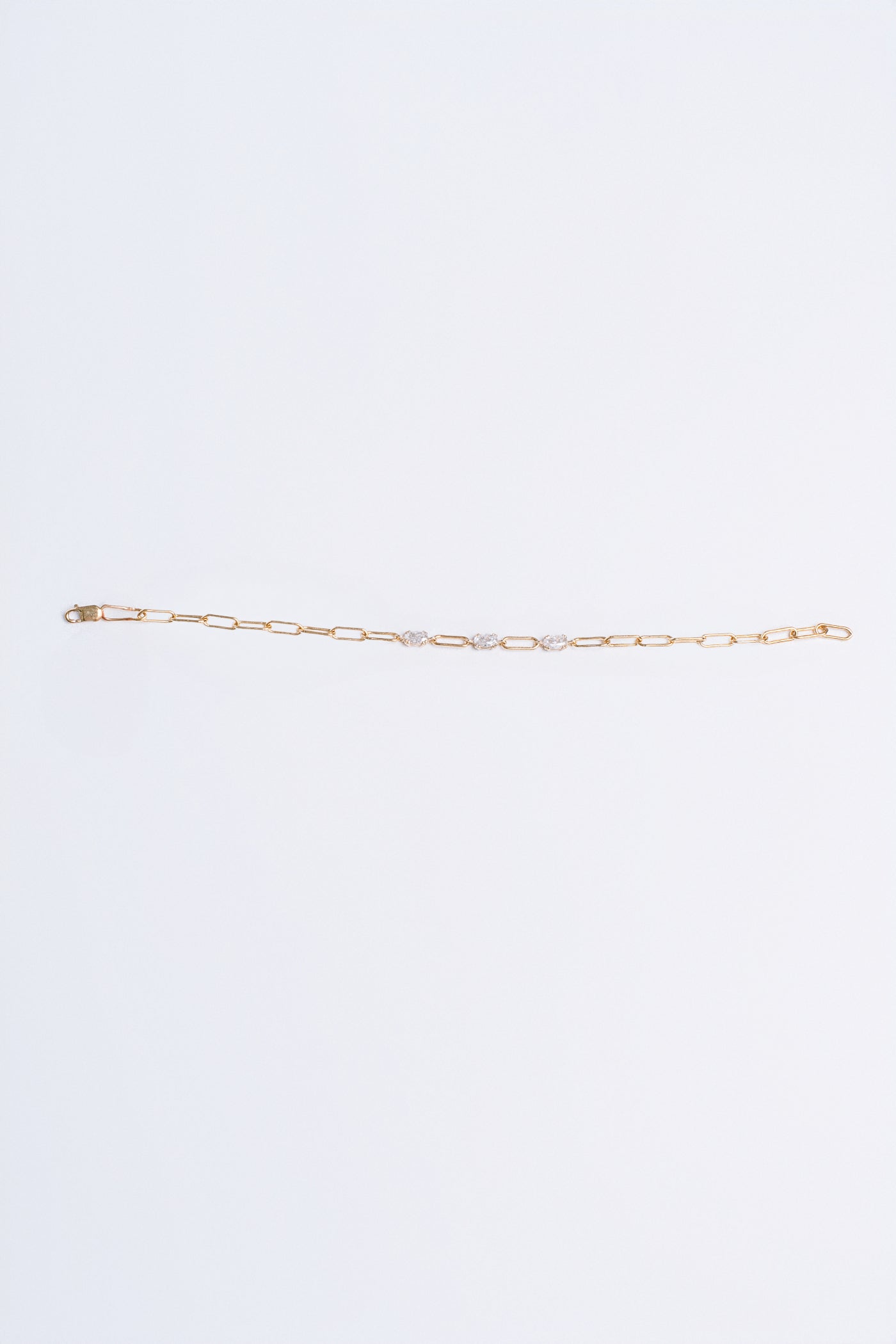 Oval Moissanite Dainty Paperclip Bracelet