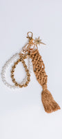 Sherwood Bridge Diamonds Beige Crochet & Pearl Bag Charm