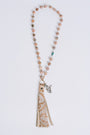 Lisa Marie Jewelry Moonstone, Leather Tassel, Silver Horse Long Necklace