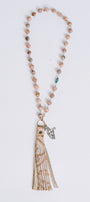 Lisa Marie Jewelry Moonstone, Leather Tassel, Silver Horse Long Necklace