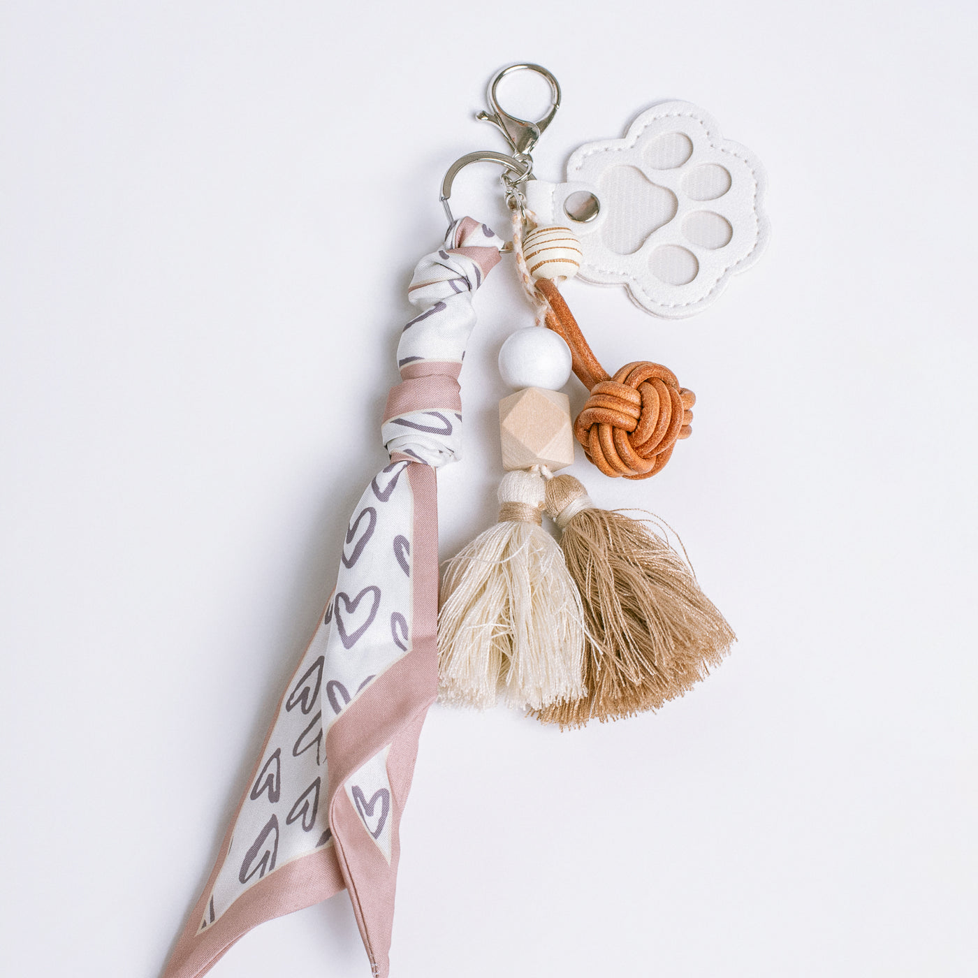 White Dog Paw Bag Charm