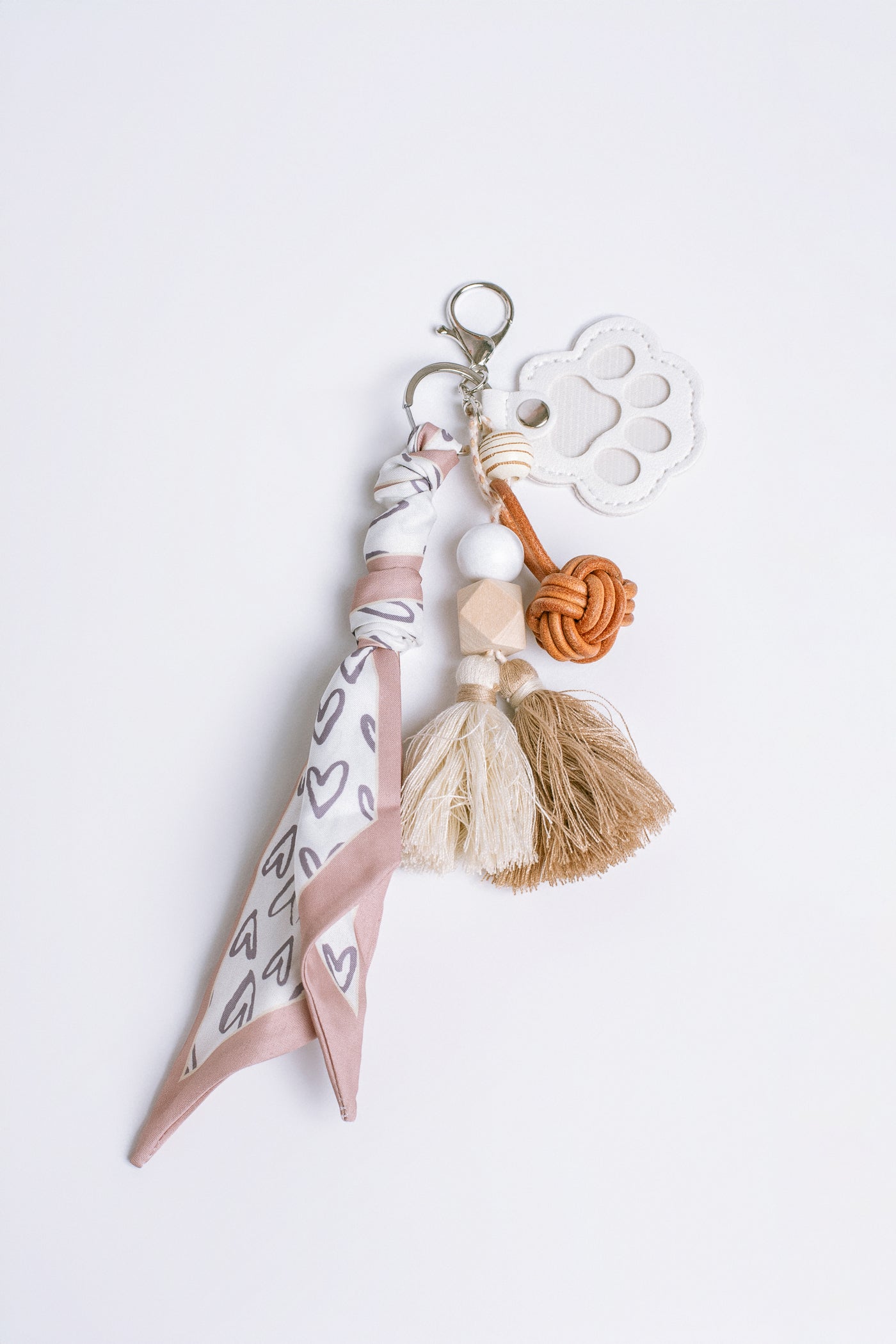 White Dog Paw Bag Charm