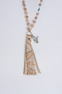 Lisa Marie Jewelry Moonstone, Leather Tassel, Silver Horse Long Necklace