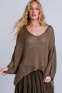 Milio Milano V-Neck Batwing Crochet Top