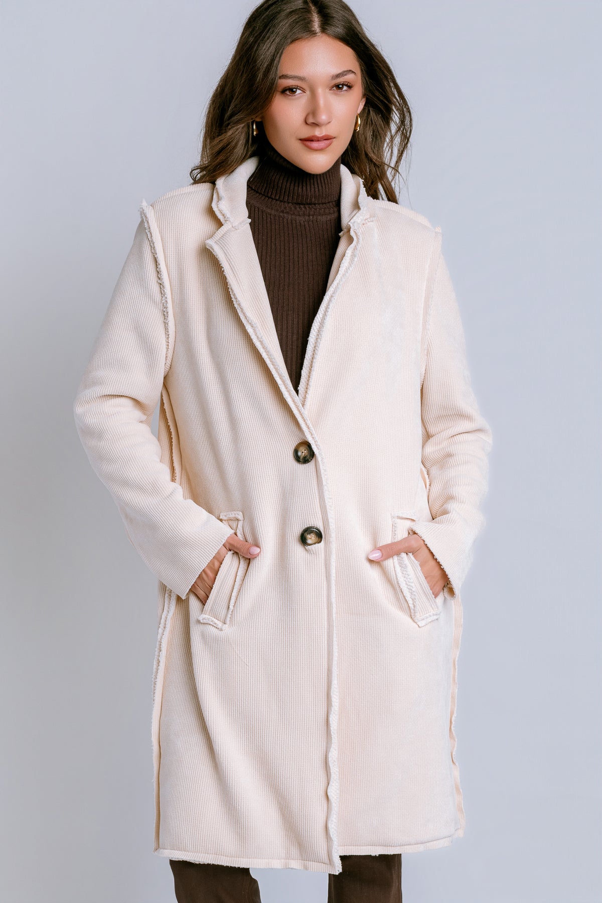 Stand Collar Corduroy Car Coat