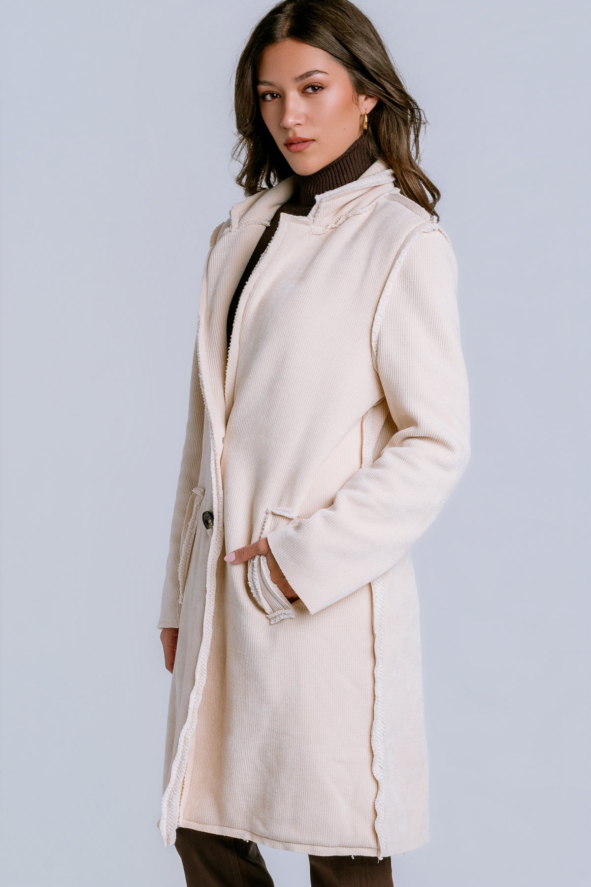 Stand Collar Corduroy Car Coat