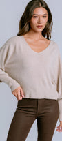 Bubble Sleeve V-Neck Sweater