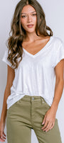 Michael Stars Baxter V-Neck Raw Edge Tee