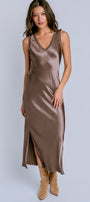 Randi V-Neck Satin Midi
