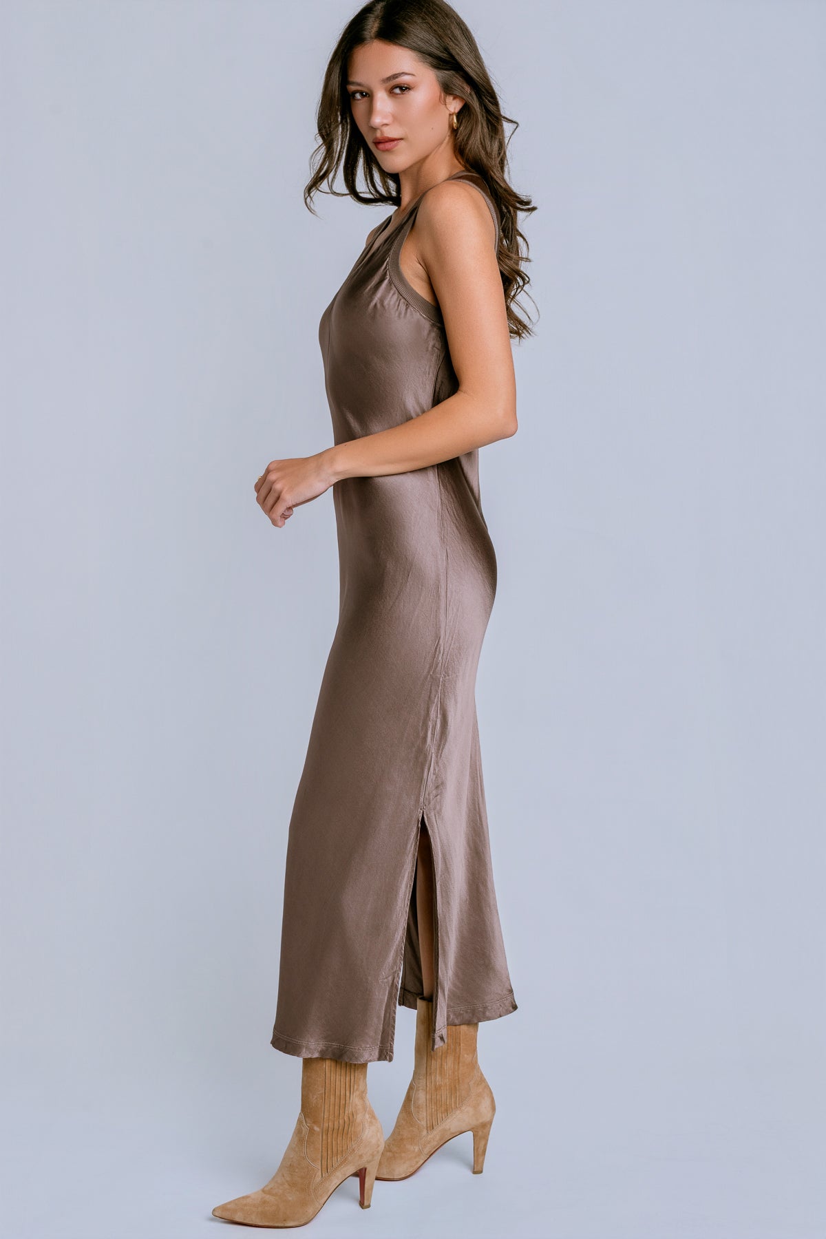 Randi V-Neck Satin Midi
