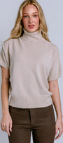 Turtleneck Short Sleeve Sweater Top