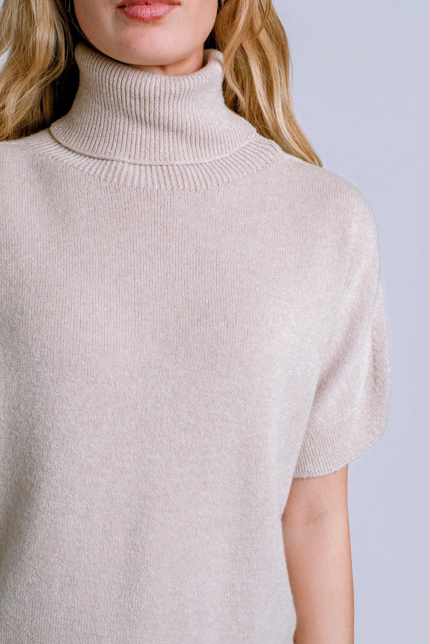 Turtleneck Short Sleeve Sweater Top