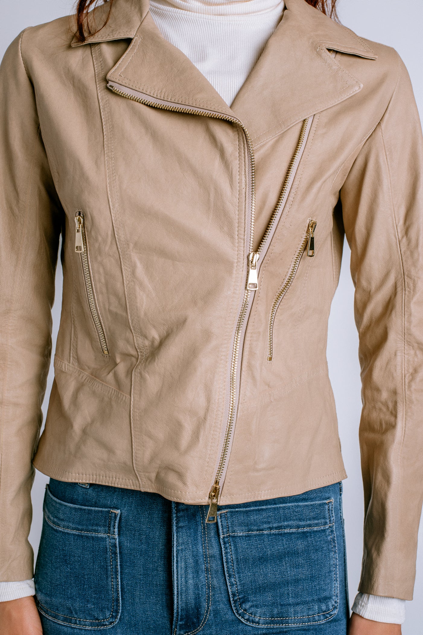 Milio Milano Crinkle Leather Biker Jacket