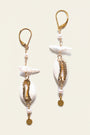 Lisa Marie Jewelry Shell, Biwa Pearls, Gold Disc Earring