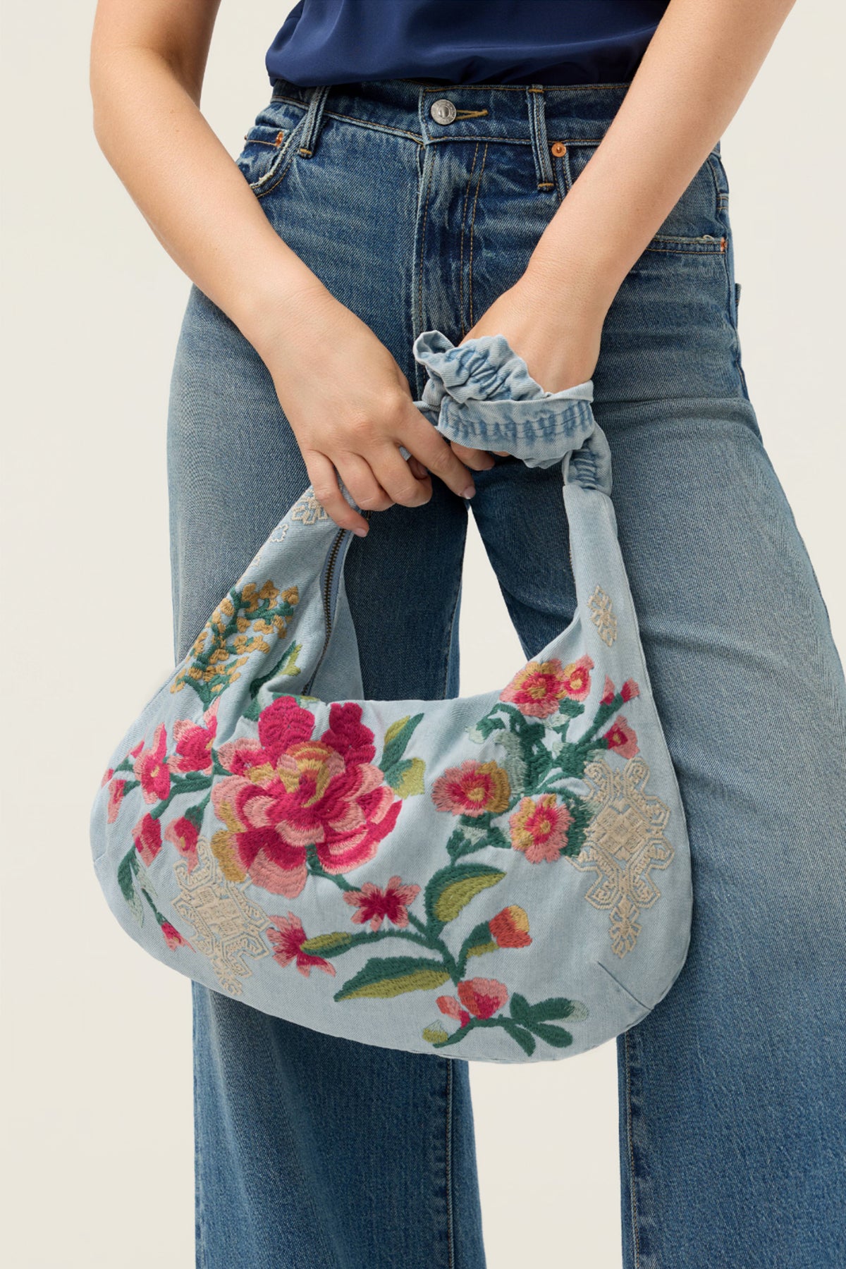 Johnny Was Ruched Strap Crossbody Bag