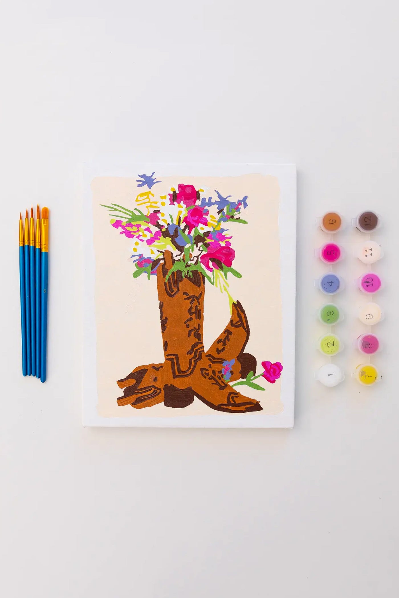 Paint Anywhere Cowboy Boots & Flowers Paint By Numbers Framed Mini