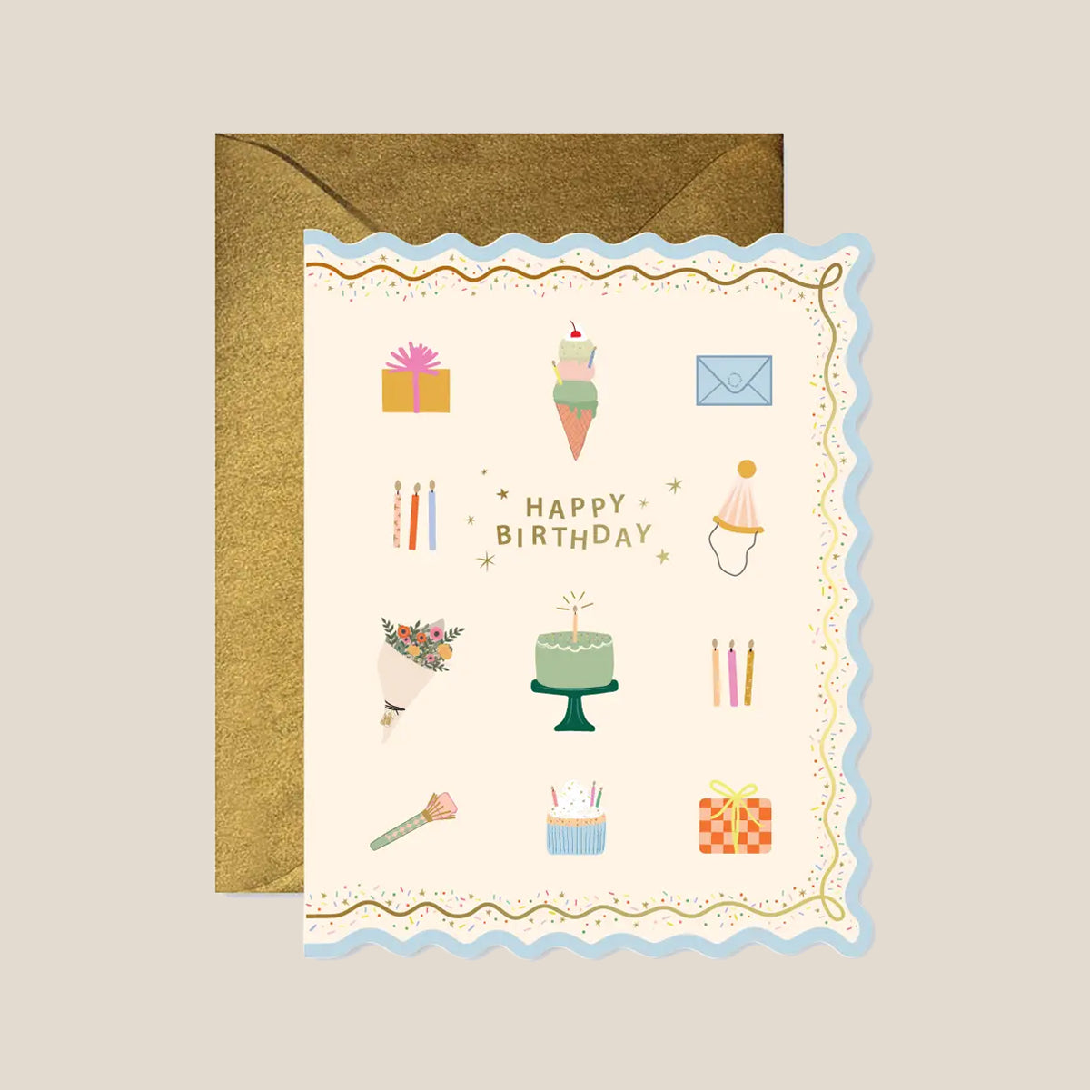 Ginger P. Designs Birthday Icons Scallop Card