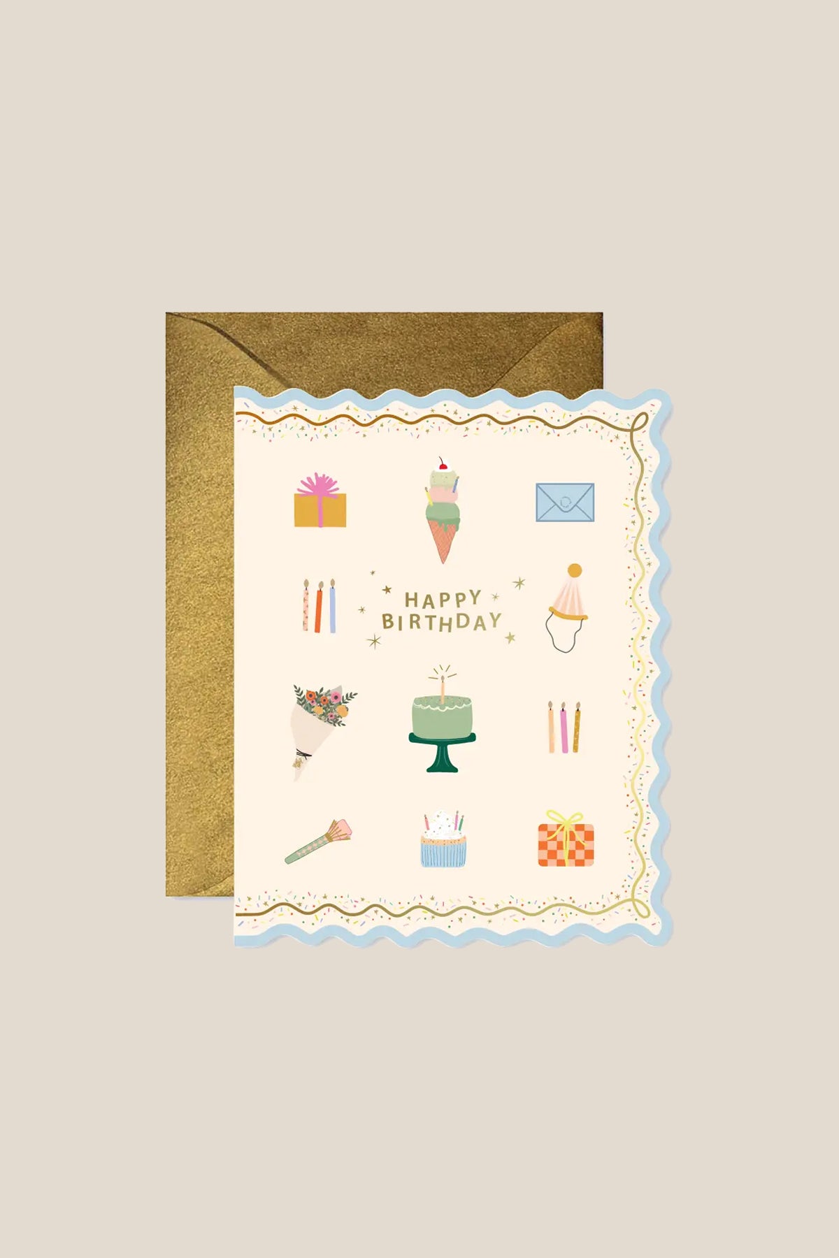Ginger P. Designs Birthday Icons Scallop Card