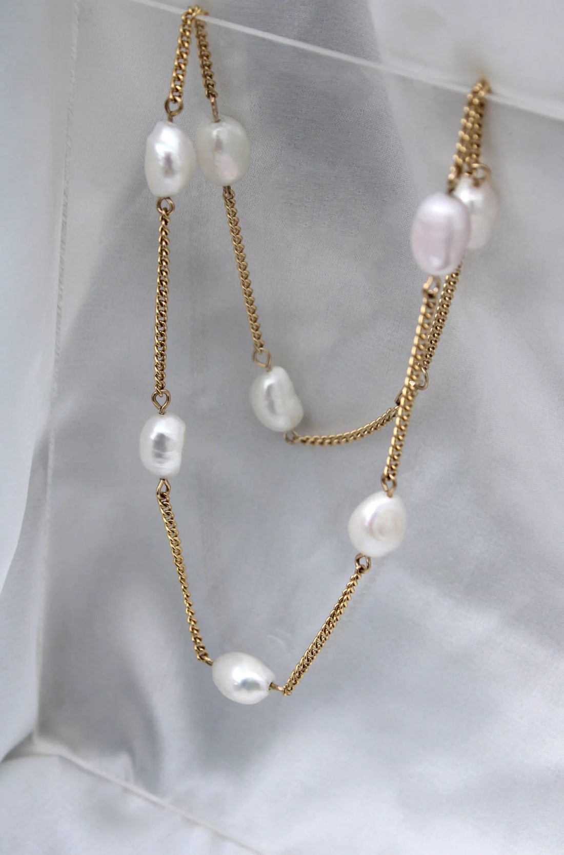 Sadie Jo Jewelry Co. Chunky White Pearl Necklace in Gold