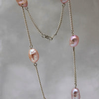 Sadie Jo Jewelry Co. Chunky Pink Pearl Necklace in SIlver
