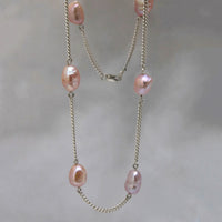 Sadie Jo Jewelry Co. Chunky Pink Pearl Necklace in SIlver